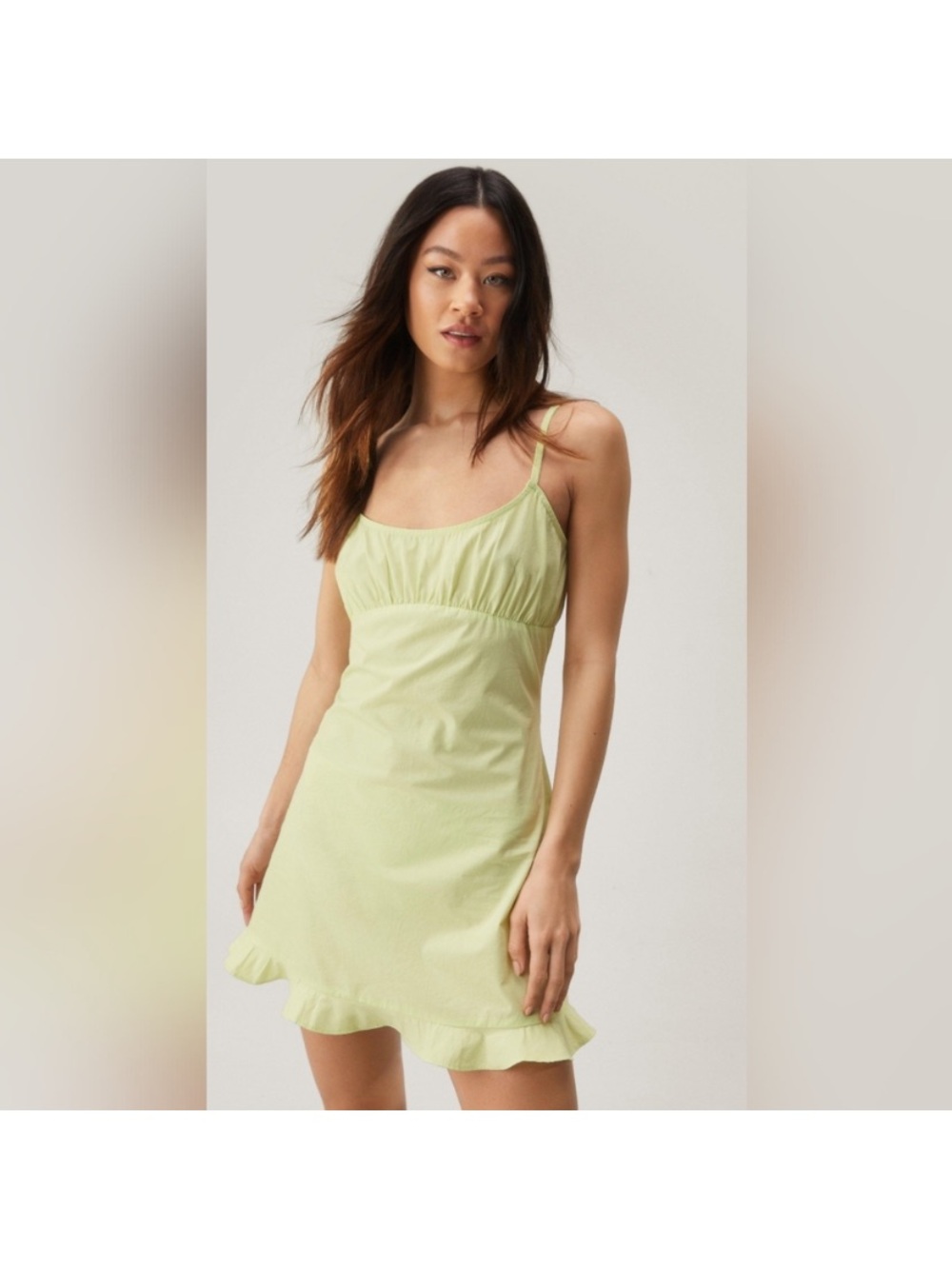 New Nasty Gal Pistachio Spaghetti Strap Mini Dress open back  Zip Waist Cotton